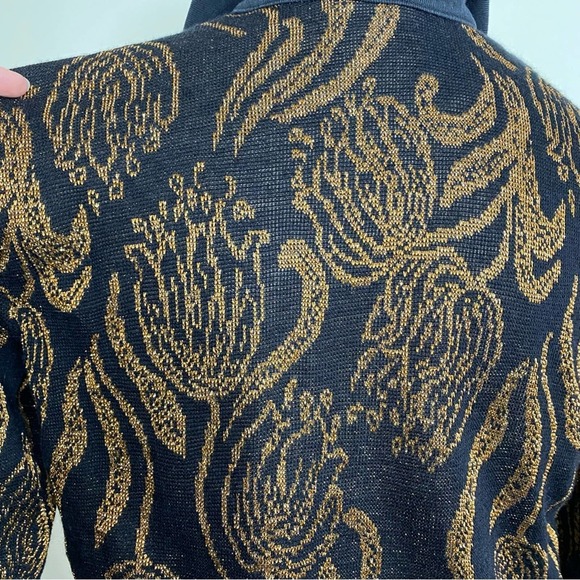 Vintage 80s black & gold metallic sweater 1X - Picture 10 of 11